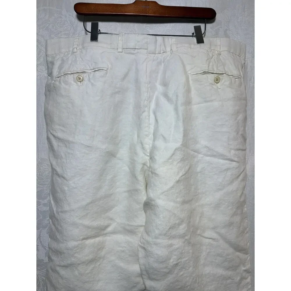 Angelico Pants 38x29 White 100% Linen Reserve Custom Beach Resort
